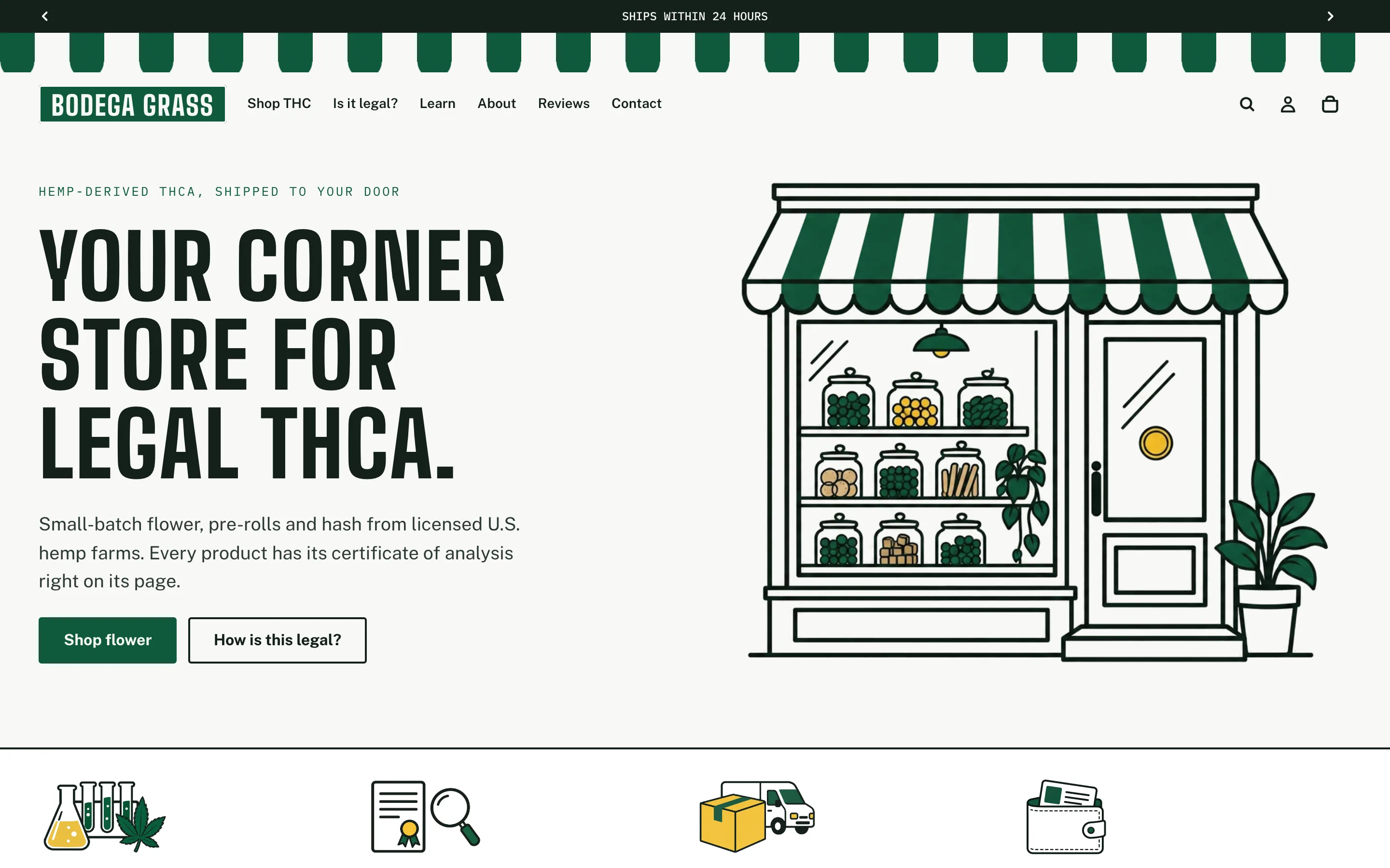 The Bodega Grass website on desktop