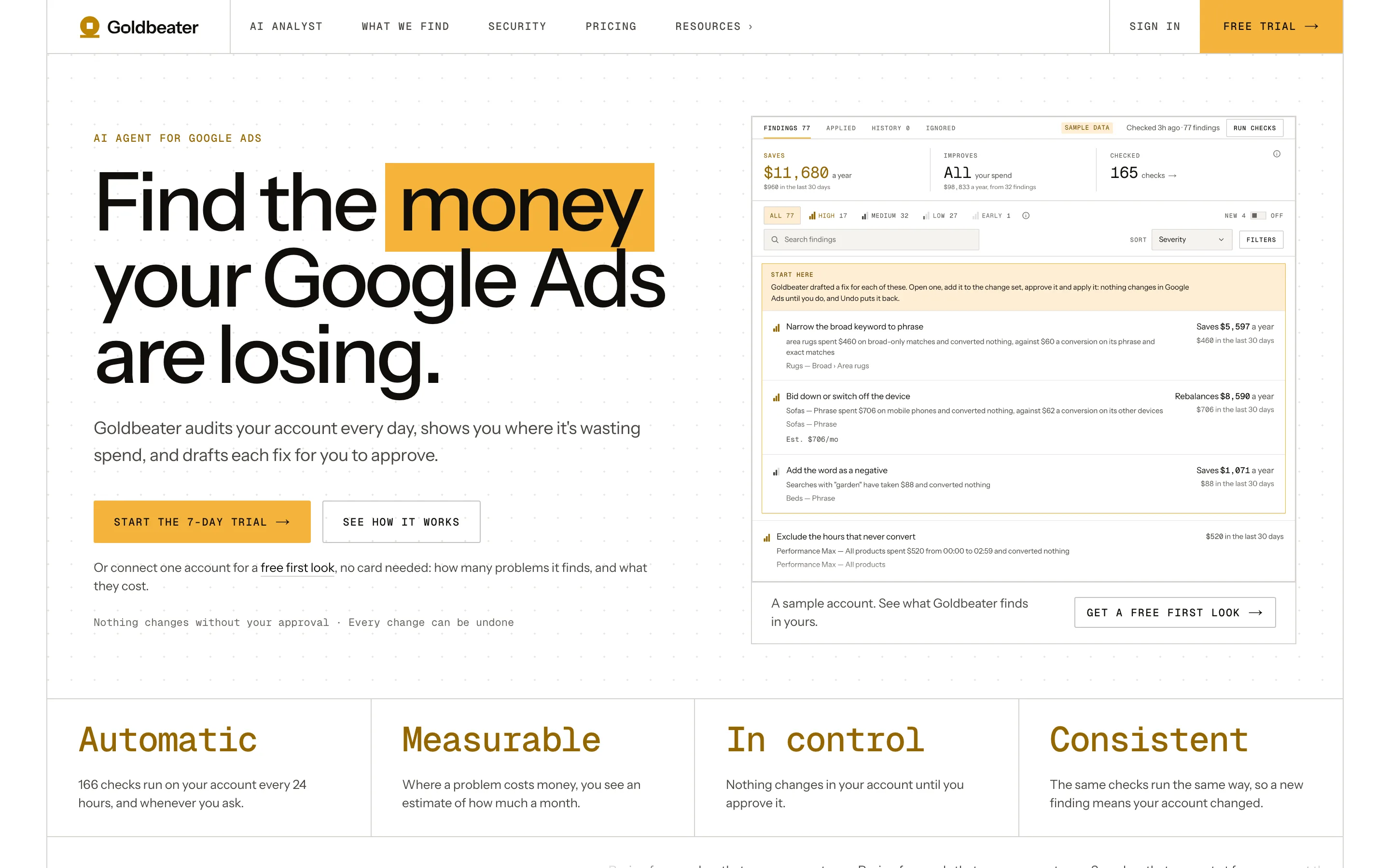 The Goldbeater website on desktop