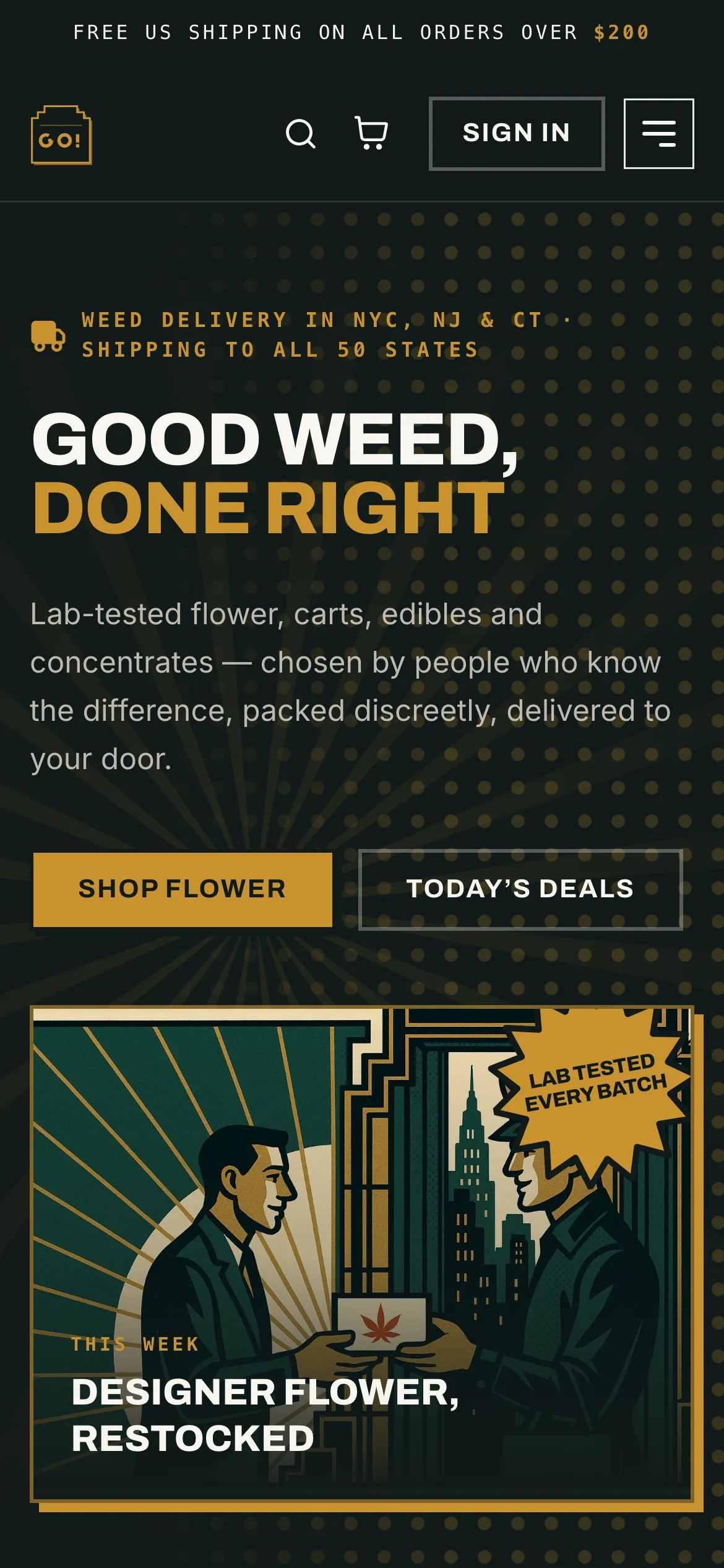 The Gotham website on a phone