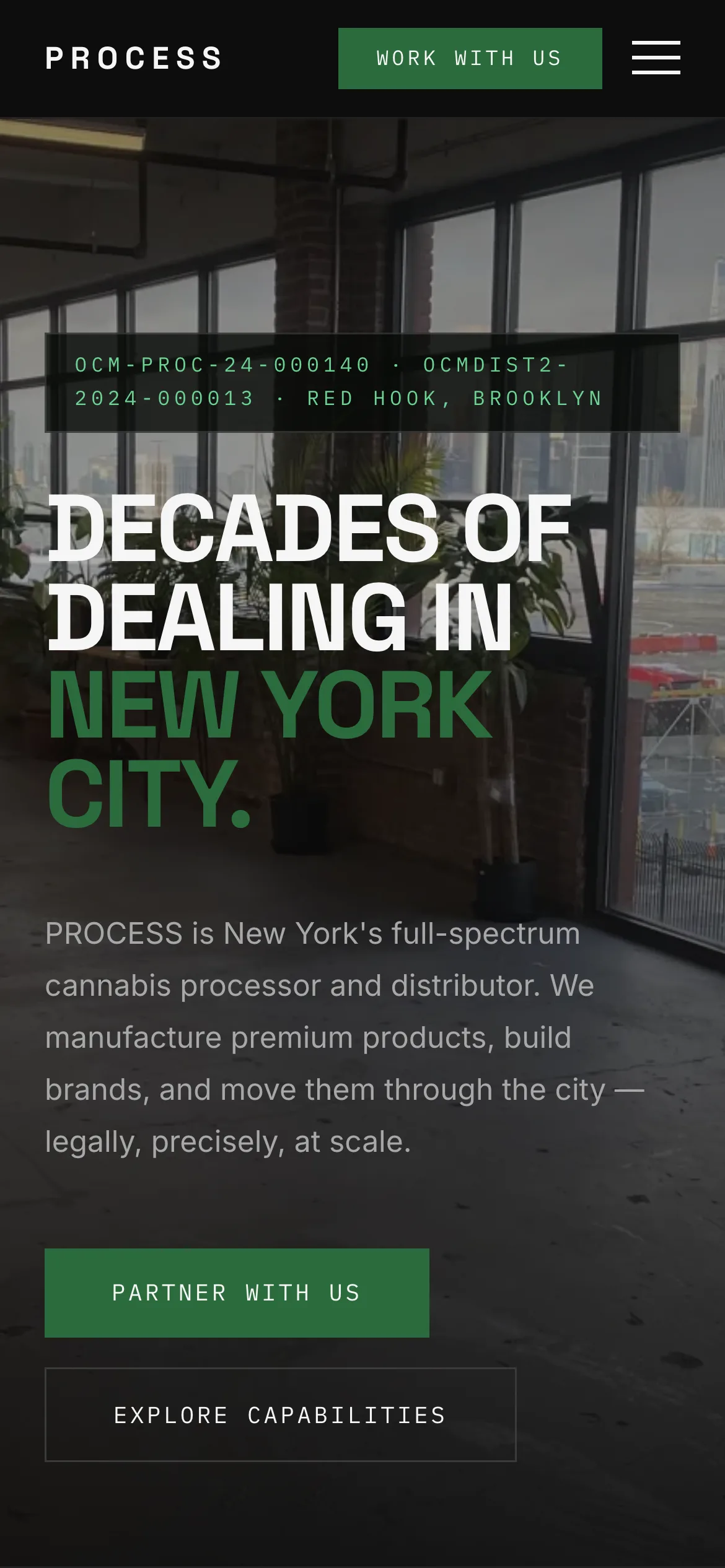 The PROCESS website on a phone